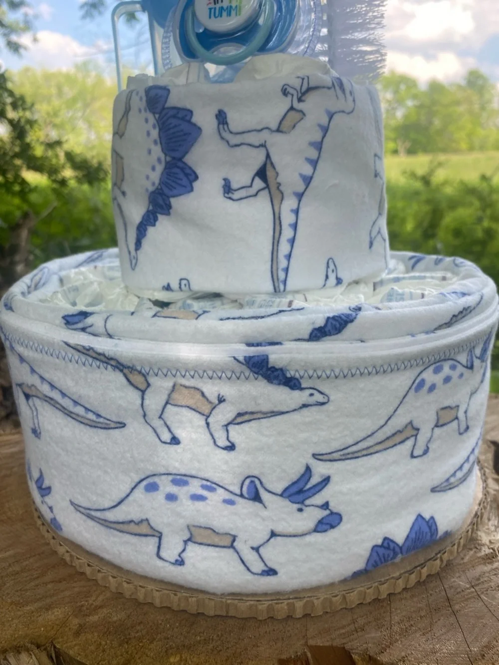 Blue Dinosaur Diaper Cake Gift Set - Picture 3 of 7
